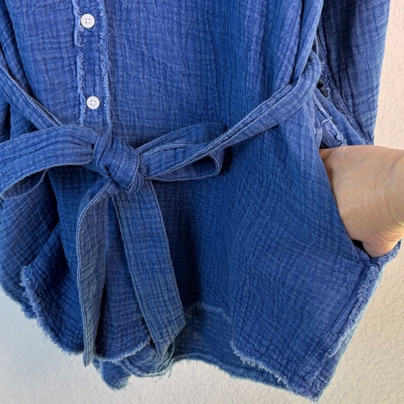 Aerie Gauzy Belted Romper Long Sleeve Oversized With Pockets XS - Picture 6 of 13